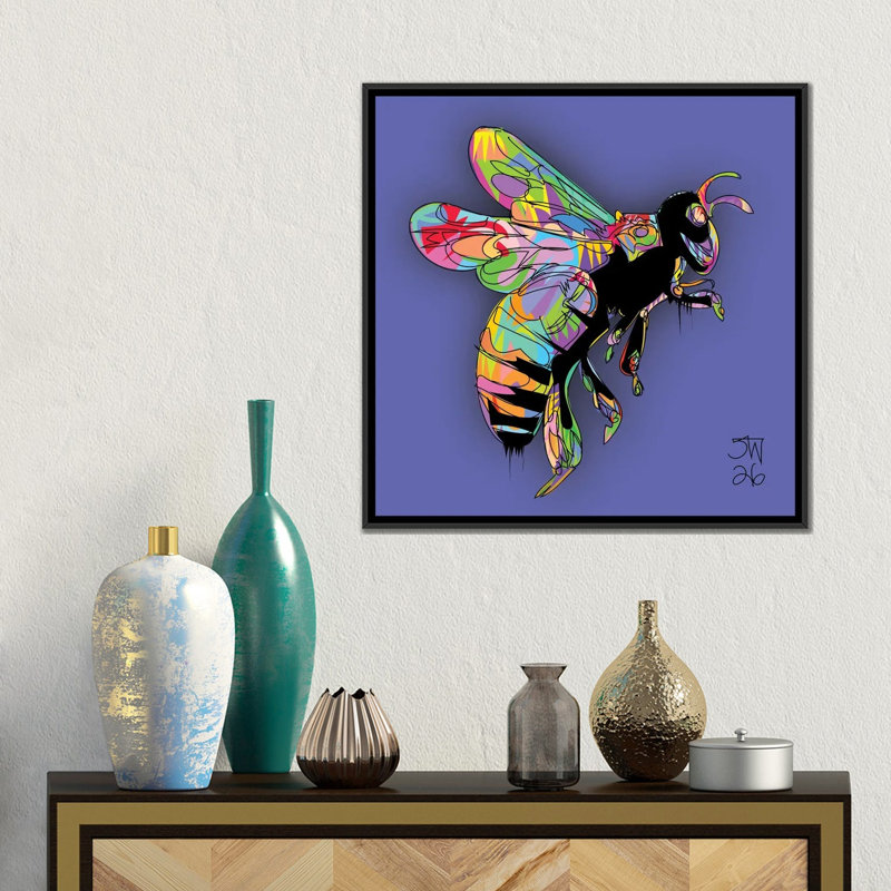 Abeille 2026 - reproduction d'art murale - toile encadrée, 18" x 18", Framed Canvas, Black