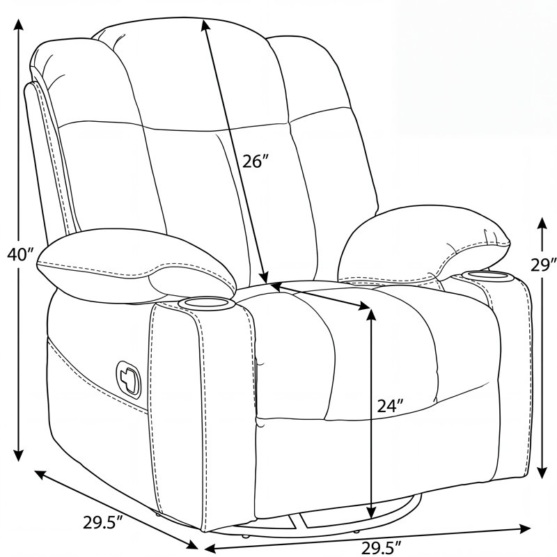 Chaise inclinable en chenille Slagle avec base pivotante et porte-gobelets (ensemble de 2), Chenille taupe