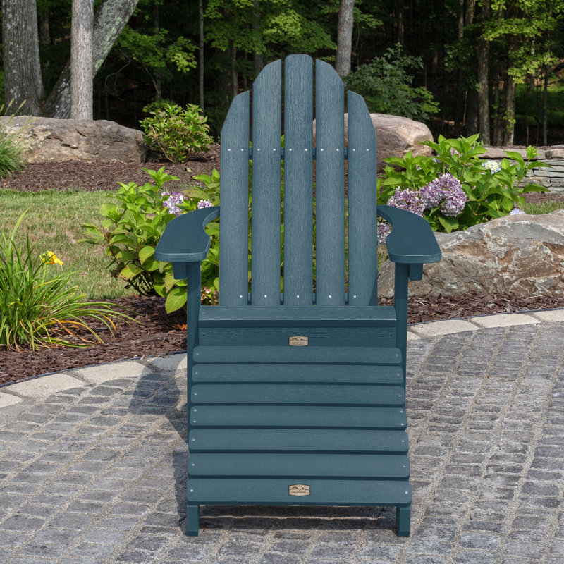 Hinz Outdoor Adirondack Chair With Ottoman, Nantucket Blue