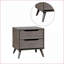 Table de chevet 2 tiroirs Mid-Century moderne grise avec pieds en bois massif-123404940