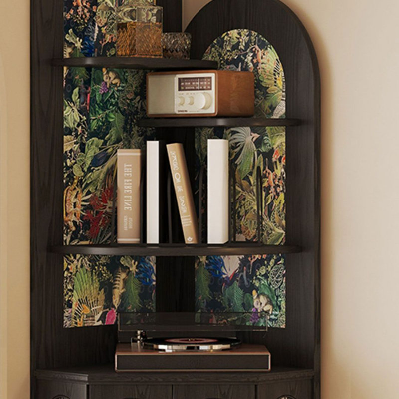 Armoire de coin noire en bois massif