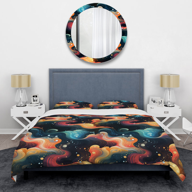 Celestial Dreams Galaxy Pattern XI - Ensemble de housse de couette géométrique