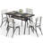 Marble-Look Rectangular Dining Table Set with 4 Boucle Upholstered Chairs – Kitchen & Small Space Dining Set for Apartments-965089489-965089488