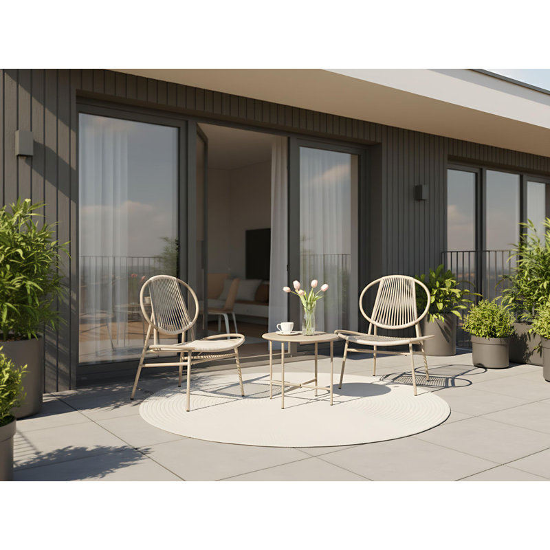 Bistro Set Ceyara PE Rattan Beige