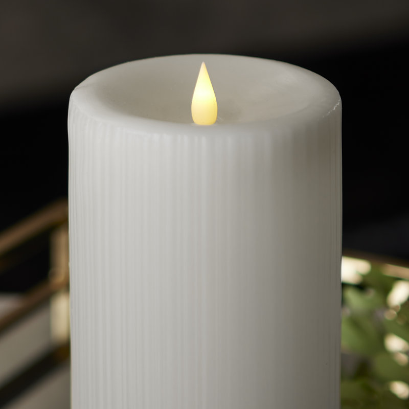 Bougie fine sans flamme à nervures fines, Blanc