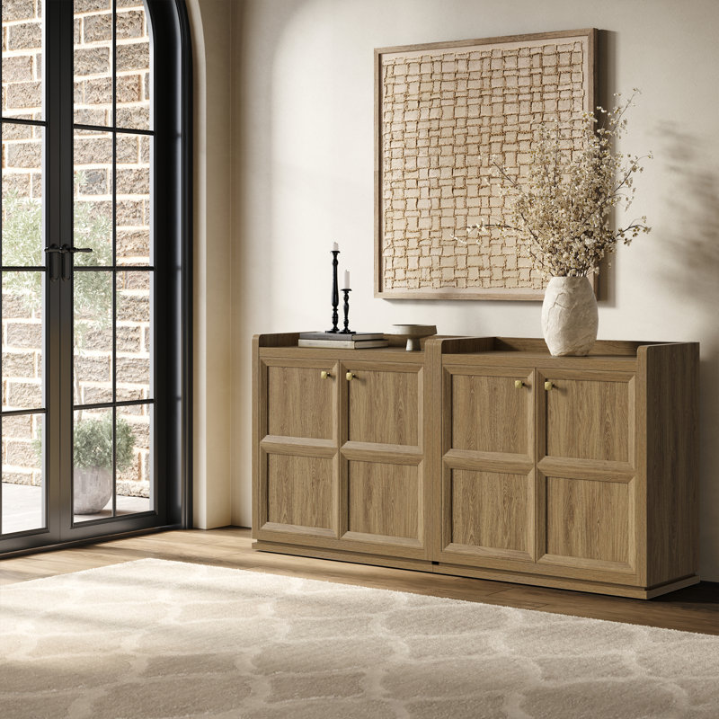 Helio 34'' Sideboard With Adjustable Shelf and Safe Round Corners, Dark Gray Oak, 2