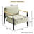 Set of 2 Mid-Century Beige Accent Chairs with Wood Arms & Black Metal Frame, Comfortable Spring Support-615774569