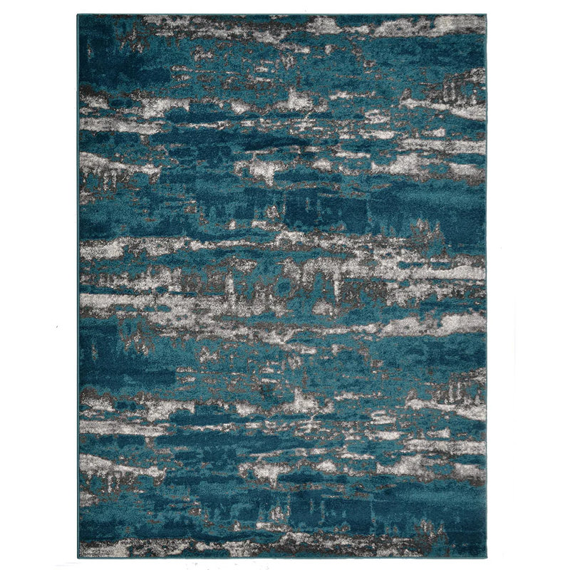Costales Machine Woven Heatset Polypropylene Area Rug - Abstract Design | Silver & Blue Area rug  | Area Rugs for living room, Bedroom
