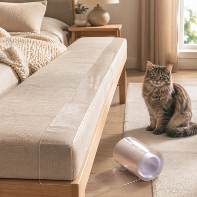 Anti-Cat Scratch Furniture Protector – Transparent PVC Adhesive Sheets with Twist Pins, Residue-Free Sofa Shield for Fabric Furniture, Multi-Pack & Roll Options
