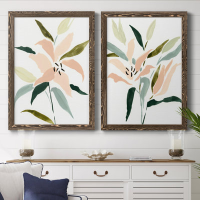 «Lily Abstracted I», ensemble de 2 peintures sur toile encadrées