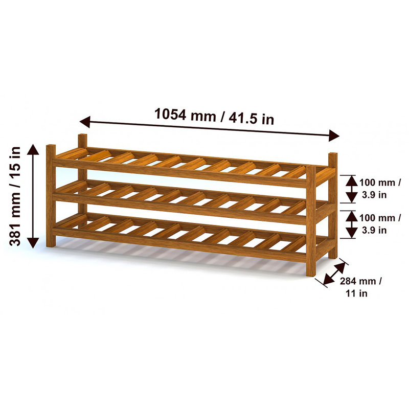Interbuild Holger 30-Bottle Wine Rack, Finished in Golden Teak