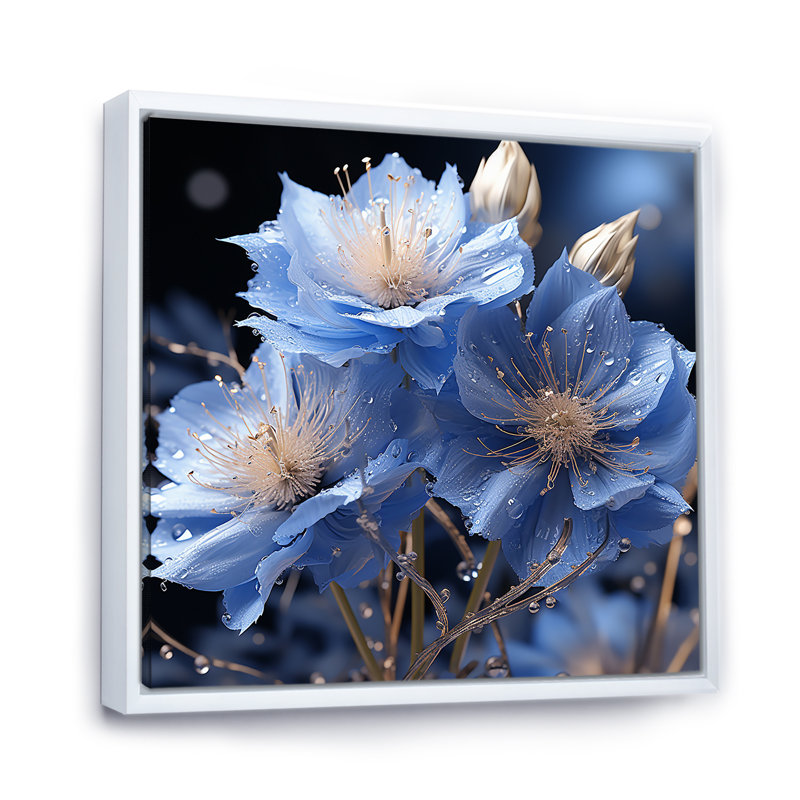 «Dreamy Blue Cornflowers Emotion» sur toile, H 16 po x l 16 po x P 1 po, Cadre flottant blanc