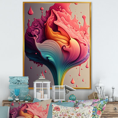 «Myra», encre liquide multicolore, fleurs de tulipe I - art mural sur toile floral et botanique