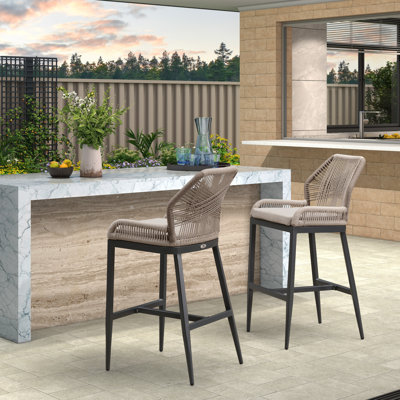 Idlir Patio Bar Stool with Cushion