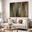 Subtile olive verte abstraite tons de terre triptyque - images très grandes impressions sur toile encadrées 3 pièces-252901040-252901045