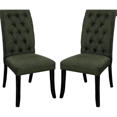 Dining Room Contemporary Rustic Style Upholstered Tufted Set Of 2 Chairs -  Red Barrel StudioÂ®, FED42AA0465E4281B767B62D415D75AD