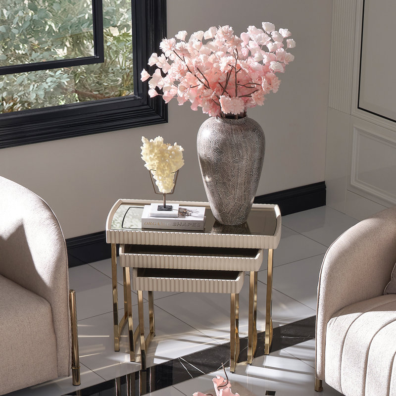 Lisbon Nesting End Table, Silken Matte Cream