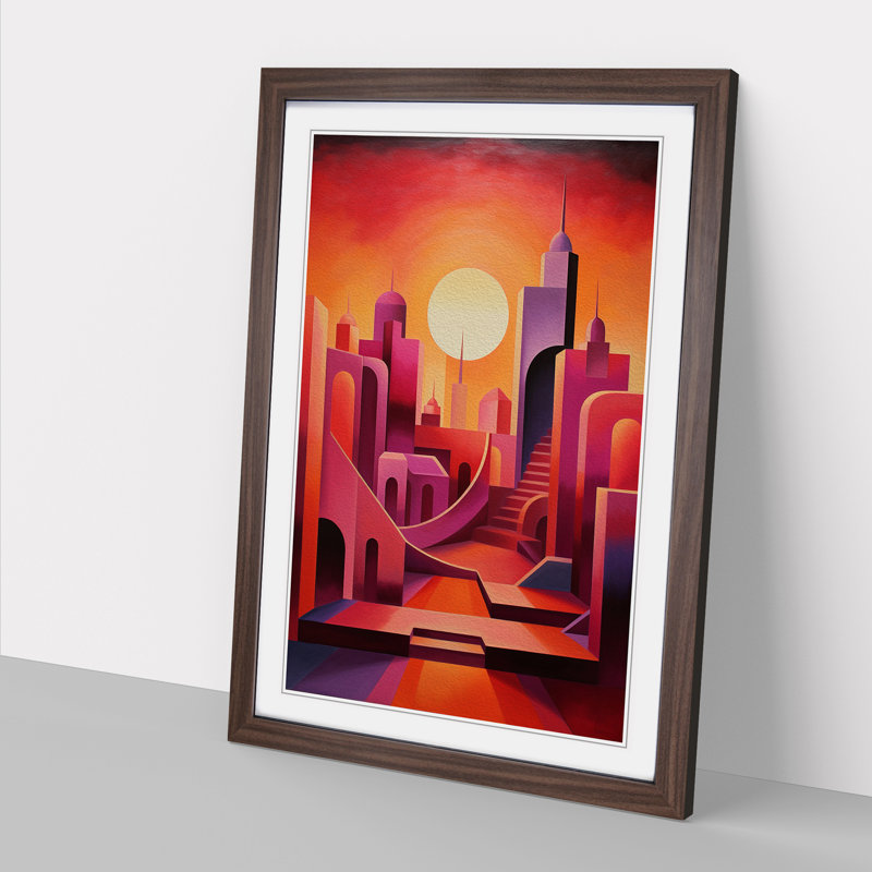 Single Picture Frame Print on Wood, Walnut Framed, 46cm H x 34cm W