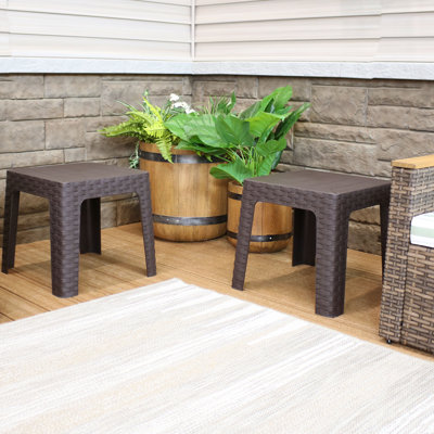Ensemble de tables d'appoint carrées en plastique Broshouse - Brun