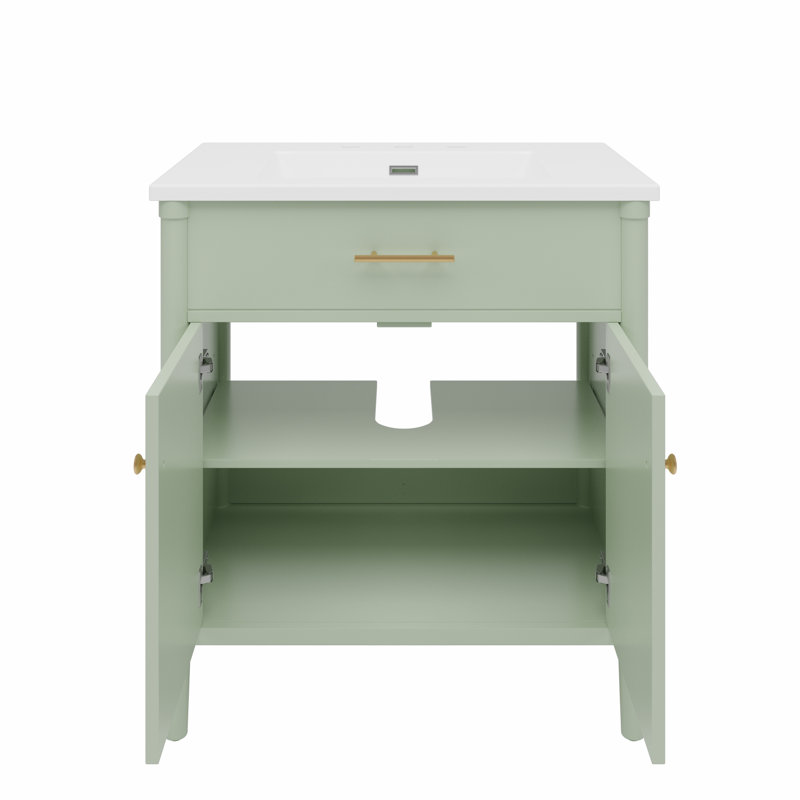 Meuble-lavabo de salle de bain avec lavabo, Vert