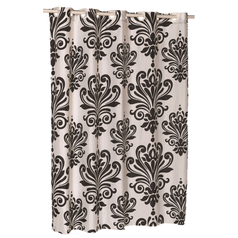 Rideau de douche simple Estey, Noir sur Blanc