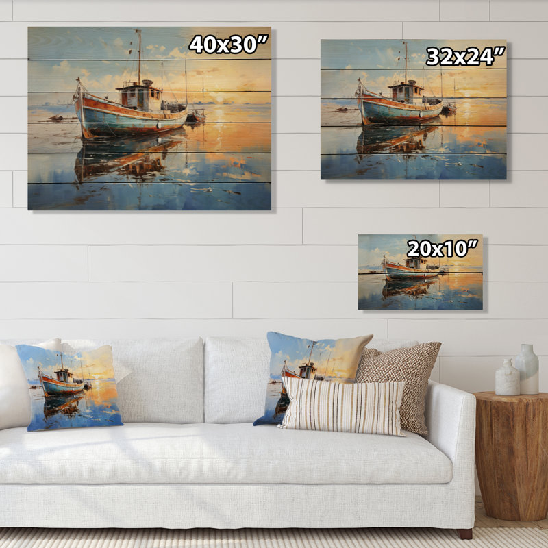 Impression sur bois, Forges Boat Seascape Impression V, H 10 po x l 20 po x P 0,78 po