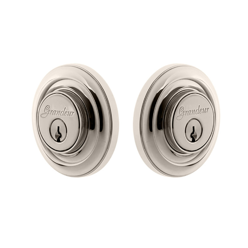 Pêne dormant double cylindrique circulaire, 2.375", Nickel poli