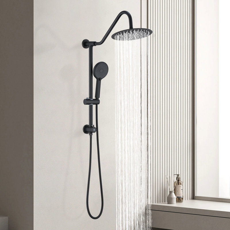 10" Rain Shower Head And Handheld - Matte Black Metal Wall Mounted System With Relaxing Experience