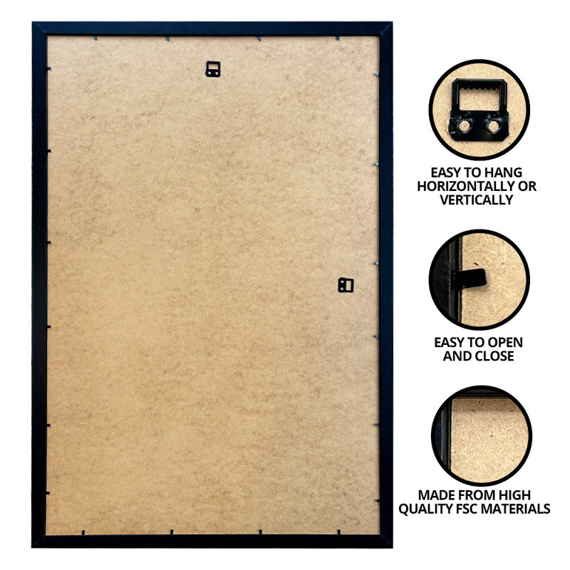 Classic Black Wood Wall Mount Poster Frames Set
