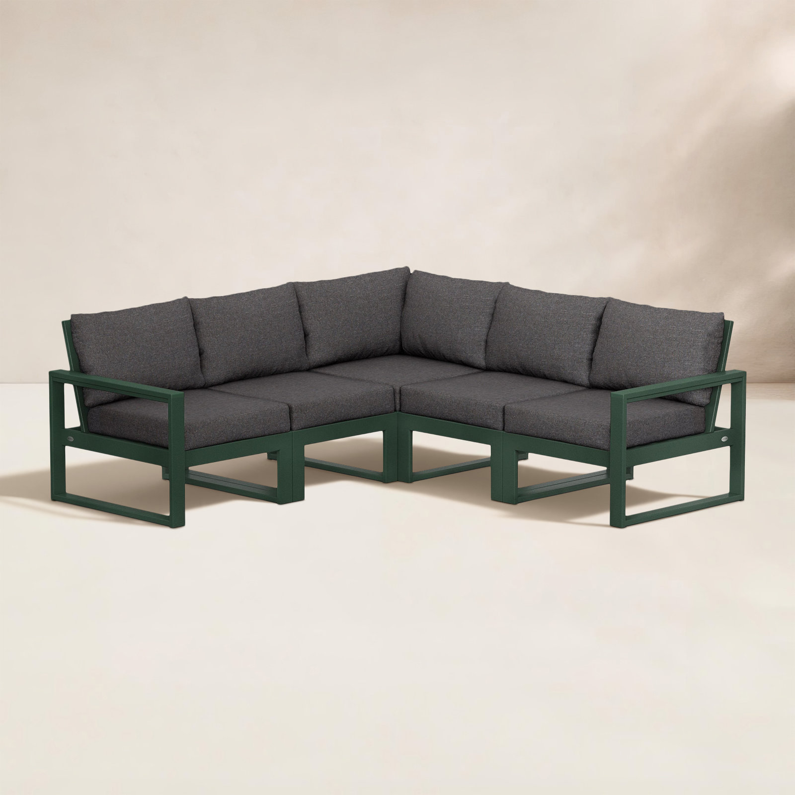 POLYWOOD® Edge 85" Patio Sectional, Cast Ash, Green