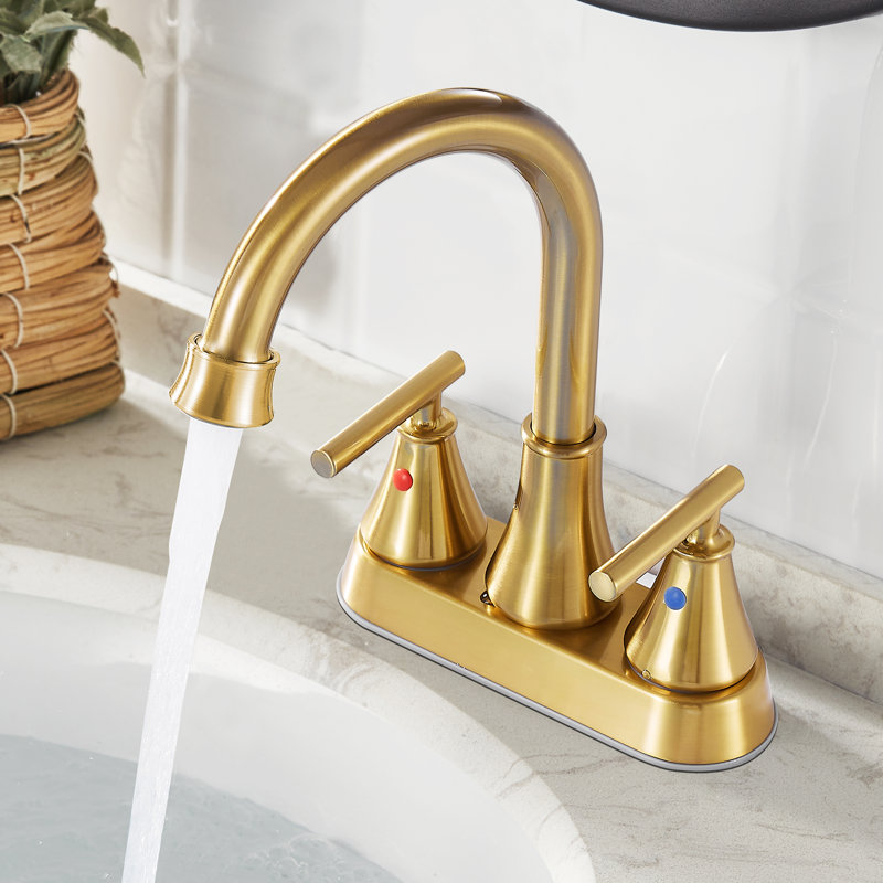 2241 KEBOO Centerset 2-handle Bathroom Faucet with Drain Assembly, Brushed Gold