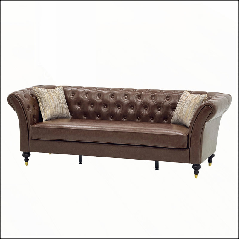 Canapé en cuir 88,5 pouces Chesterfield