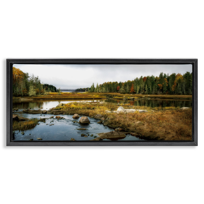 Cadre flottant Low River Tide View, par D. Burt, H 14 po x l 31 po, Cadre flottant noir de jais