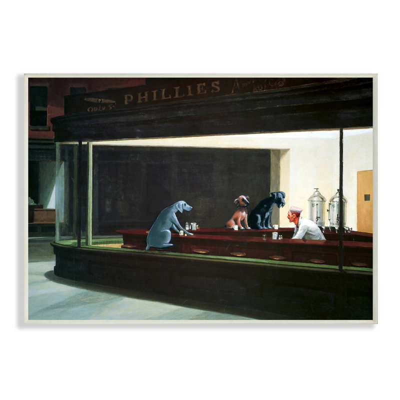Night Dogs Classic Alternative, Family Pet - impression d'art graphique, Plaque de bois, H 10 po x l 15 po x 1,5 po