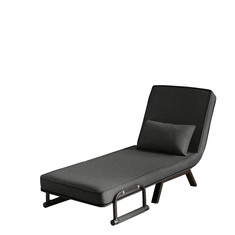Sleep chair bed with 5-position adjustable backrest and pillow, comfy convertible sleeper chair for office, black