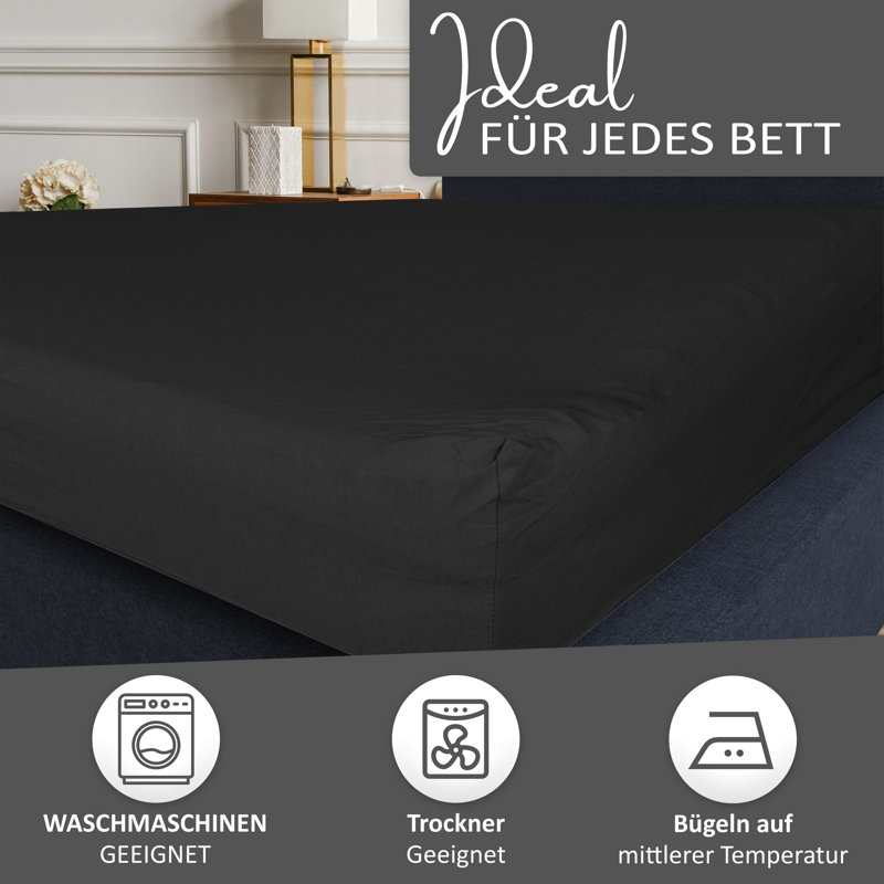 100% Cotton Jersey Knit Fitted Sheet, Black, Super King (6')