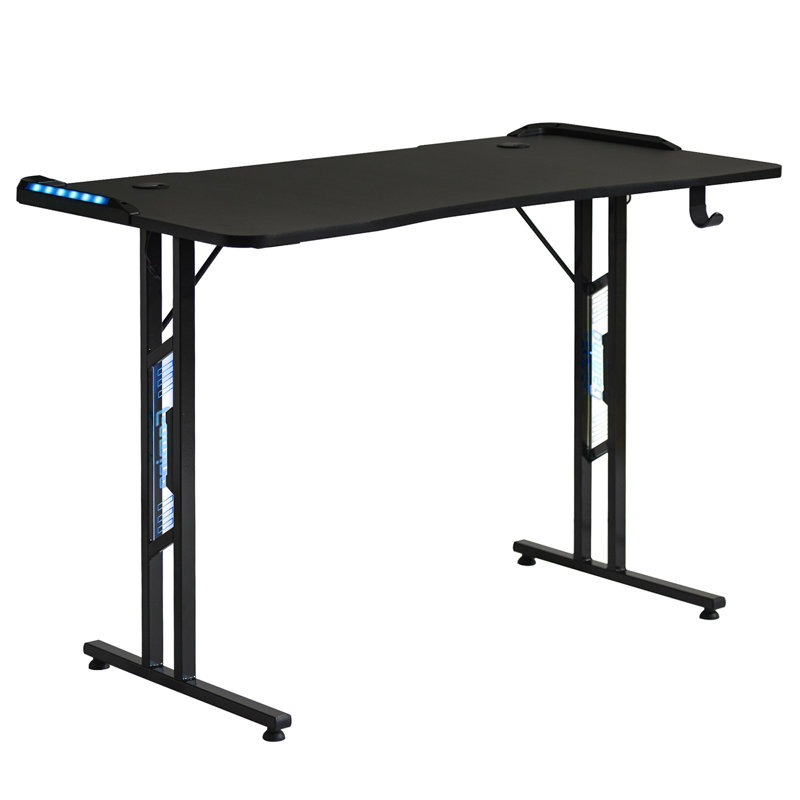 Elsing Large Gaming Desk With LED Lighting And Headphone Holder And Remote Control For E-Sports