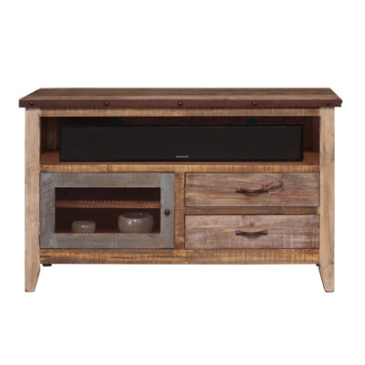Meuble télé 52 po antique avec 2 tiroirs et 1 porte grillagée