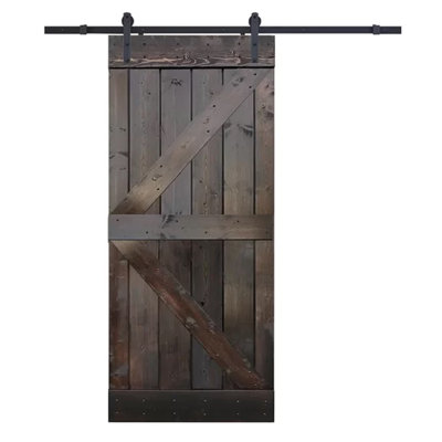 Knotty 36'' x 84'' Solid Wood Paneled without Installation Hardware Kit Barn Door