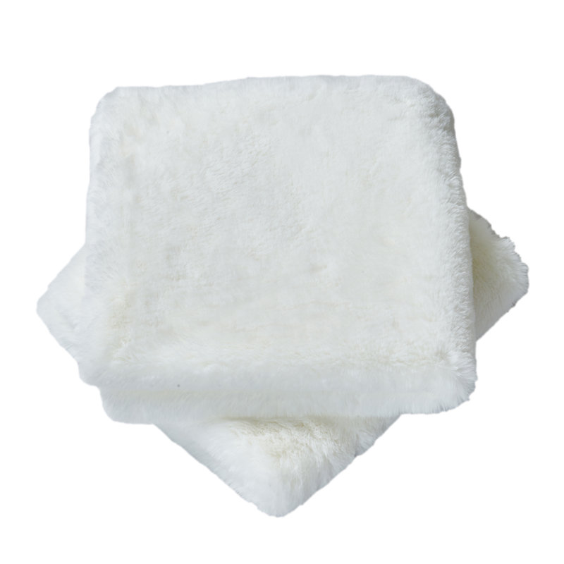 Heavy Faux Fur Throw Pillow Cover, Bright White, 20' H x 20' W