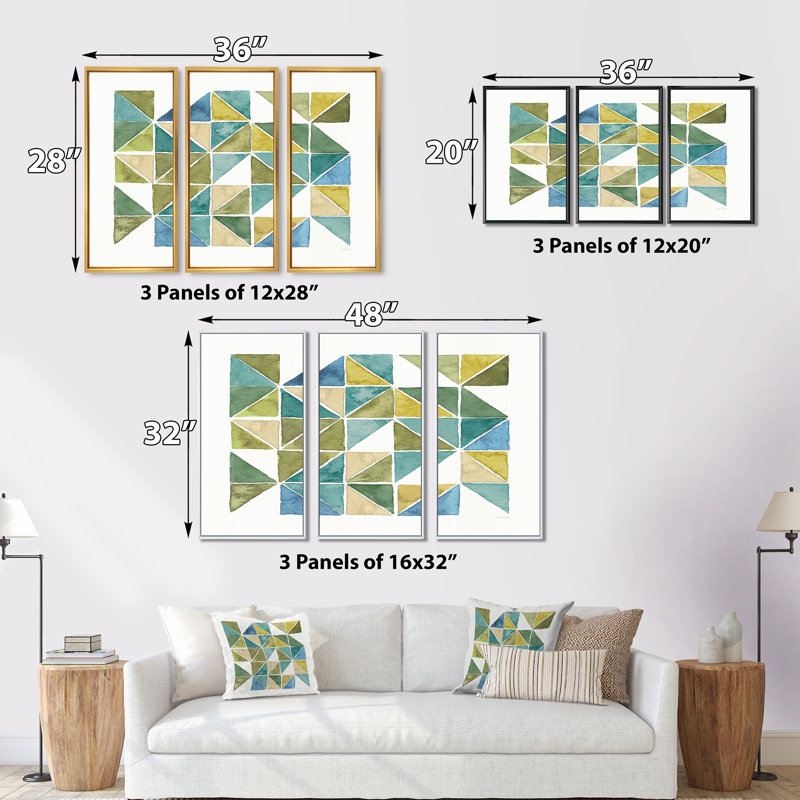 3 - Pieces, 32" H x 48" W x 1" D, Gold Framed