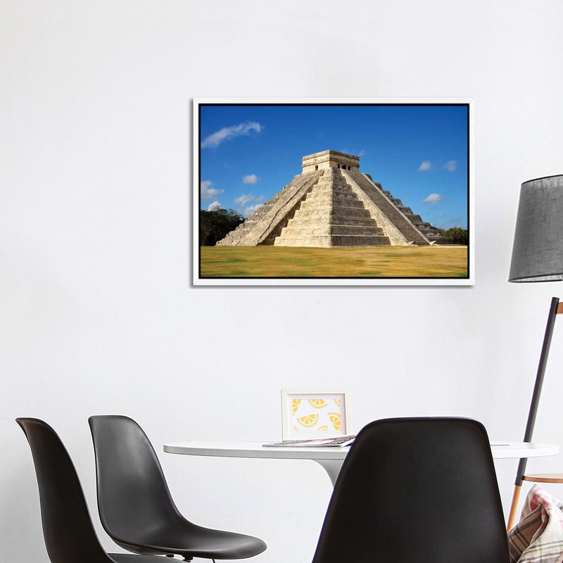 El Castillo, Mayan Ruin, Chichen Itza II 1 Piece Floater Frame Wall Art on Canvas, 66.04 cm H x 101.6 cm W, White