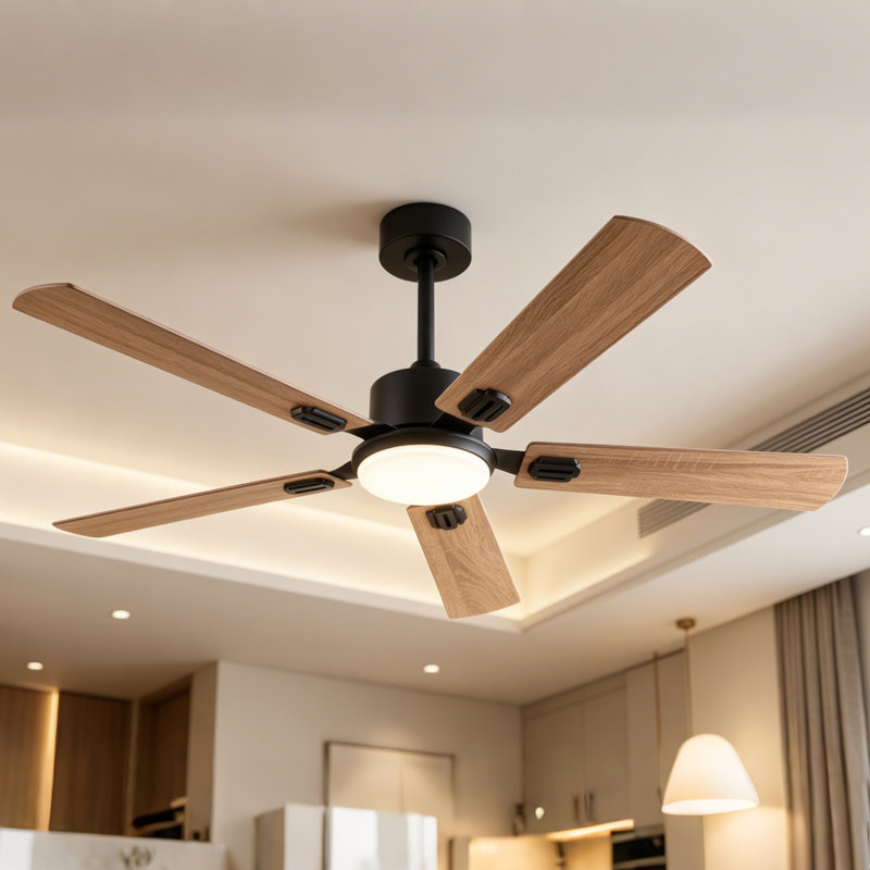 Ventilateur de plafond 52 po avec lumière et télécommande - Ventilateur moderne à profil bas avec moteur à courant continu réversible à 6 vitesses, DEL à 3 couleurs à intensité variable, pales à finition double (deux options de couleur)