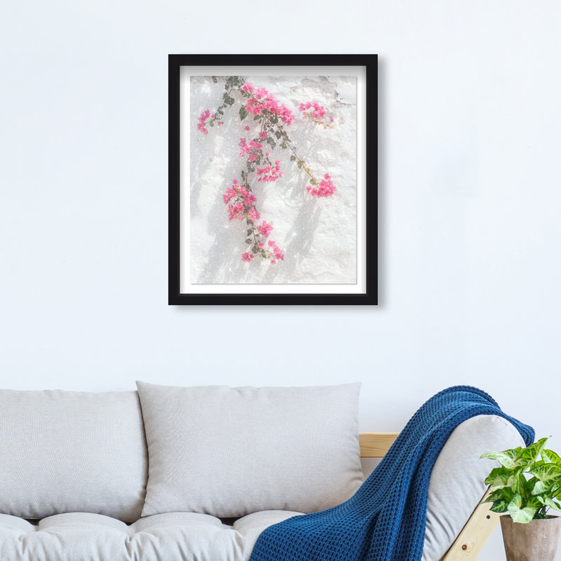 Santorini Blush Print by Oliver Gal, 17.5"H x 21.5"W, Black Shadowbox