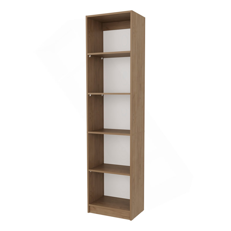 Bibliothèque Beaver Balley avec rangement ouvert et 5 tablettes, chêne naturel et blanc, Chêne / Blanc