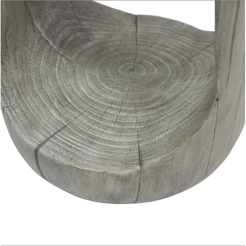 Outdoor Side Table,Hollow Design End Table,Patio Garden Stool Table,Decorative Accent Table For Patio Balcony Beach Pool Side,Lightweight Concrete,Wood Like Texture