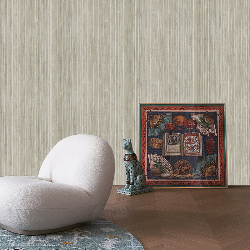 Elegance Collection Vertical Stripe Shimmer Finish Wallpaper Roll, Cream