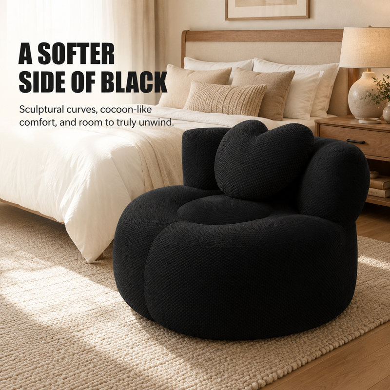 Méridienne surdimensionnée ronde sans dossier, siège profond en canapé moderne Corduroy, fauteuil demi-tonneau Compress Circle