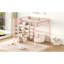 Lit mezzanine en métal rose avec coin lecture et tablette latérale - expérience pratique pleine grandeur dans une chambre à coucher moderne et pratique-2115796595-2115796605