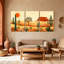 «Landscape & Nature Desert Landscape with Cactus and Sun», ensemble de 3 impressions sur toile-839483239